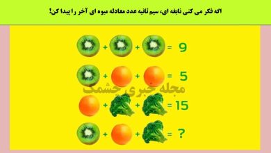 آزمون شناسایی عدد در معادله میوه