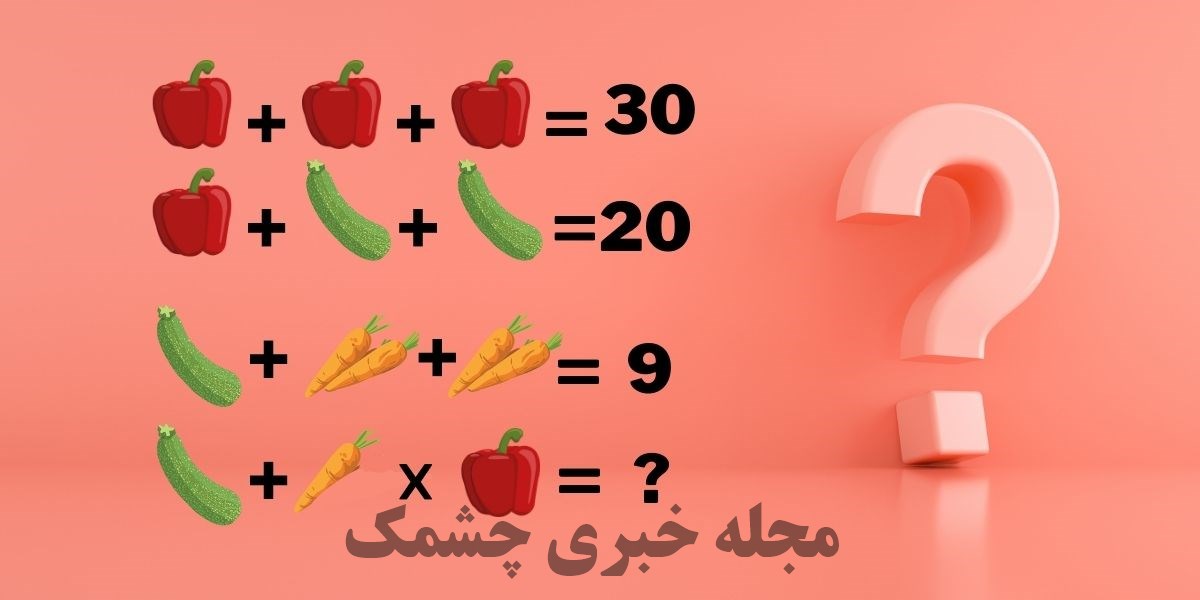 آزمون ریاضی با مقدار عددی سبزیجات