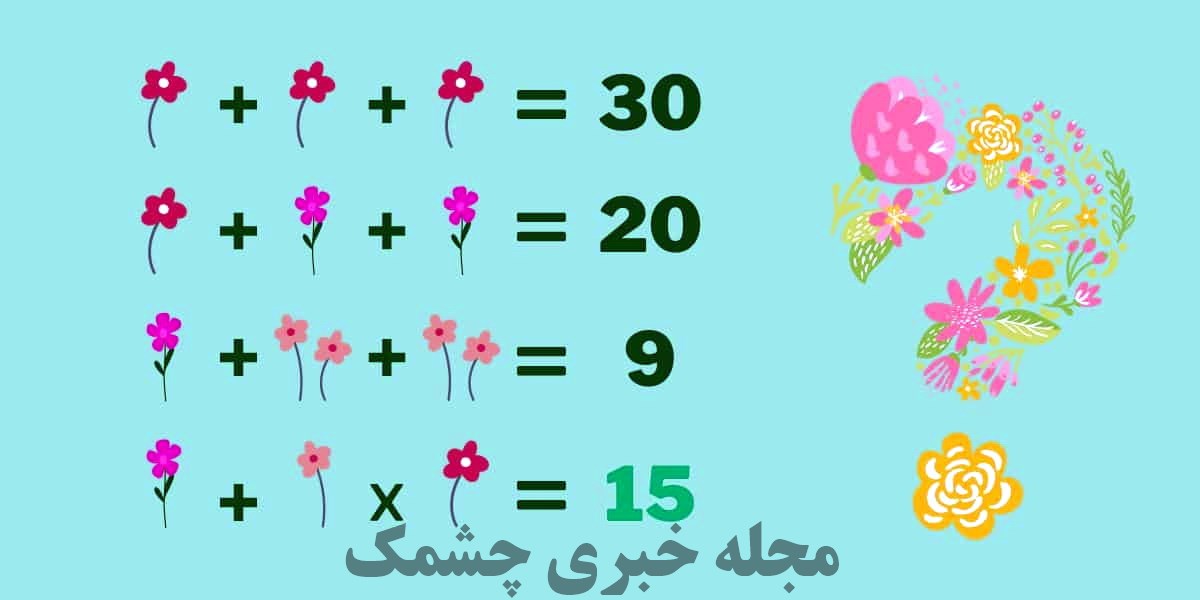 پاسخ آزمون ریاضی با مقدار عددی گل ها