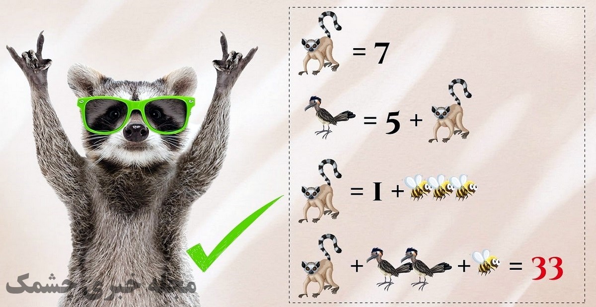 پاسخ آزمون ریاضی با میمون، زنبور و پرنده