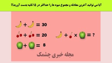 معمای ریاضی حل معادله میوه