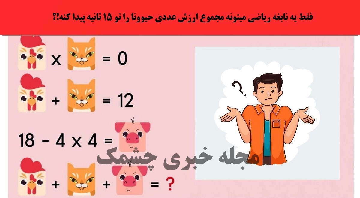 آزمون ریاضی با ارزش عددی حیوونا