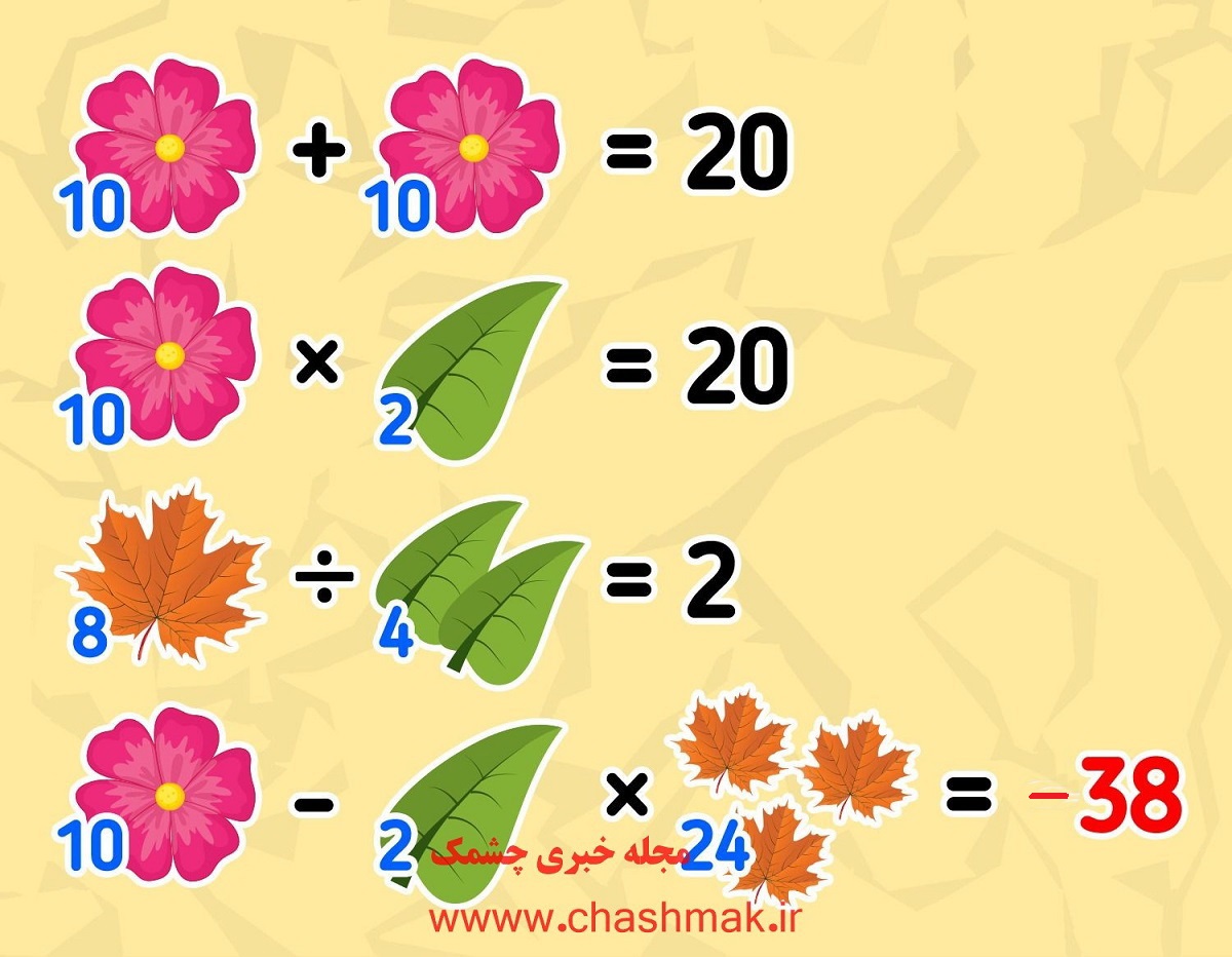 آزمون با ارزش عددی برگ ها و گل