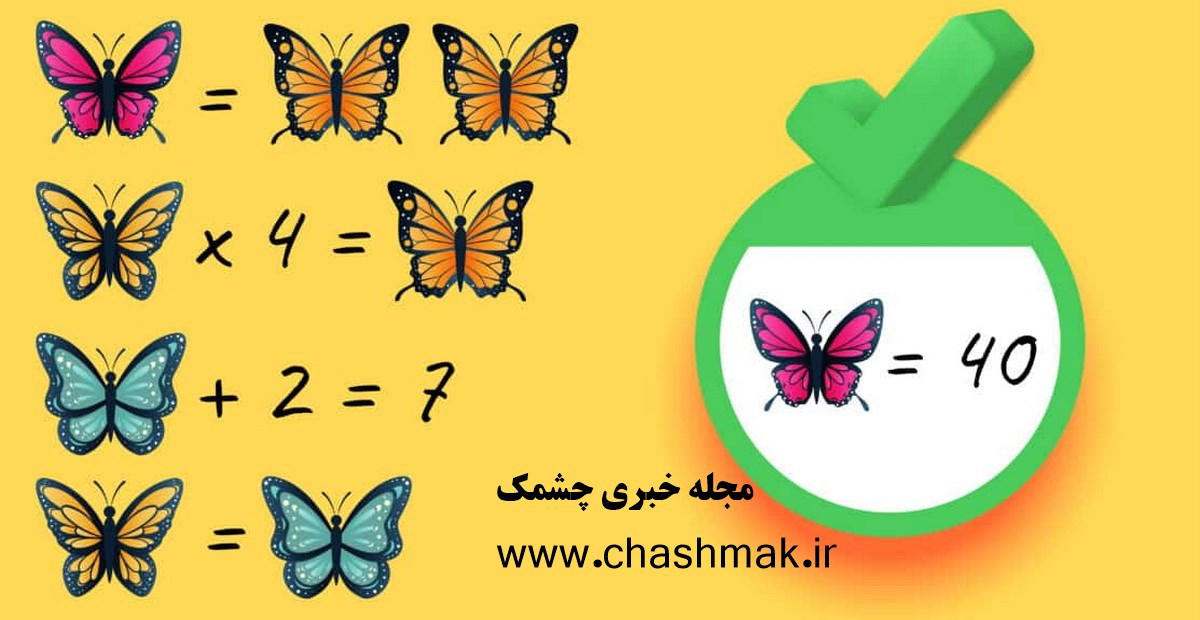 پاسخ آزمون رباضی با ارزش عددی پروانه ها