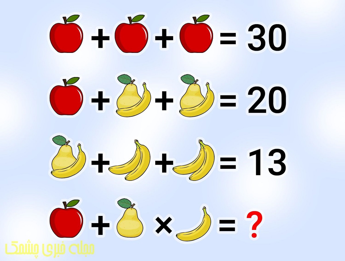آزمون هوش ریاضی مقدار عددی میوه