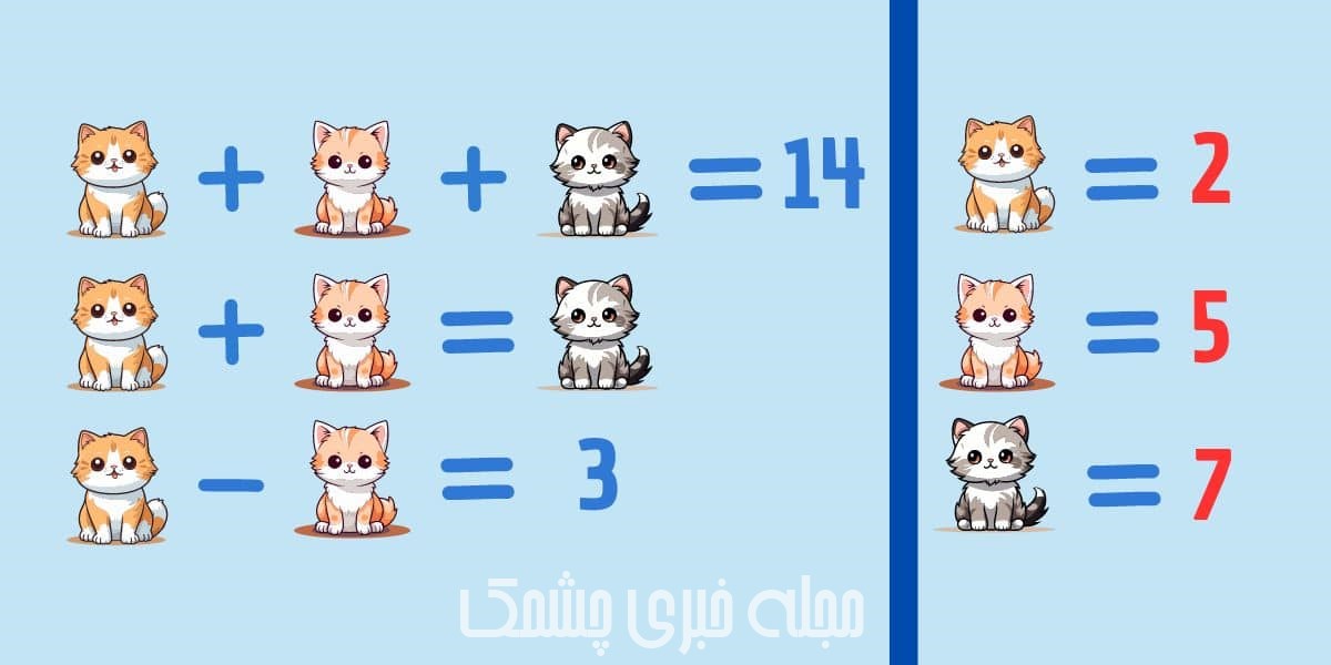 پاسخ سوال ریاضی با ارزش عددی گربه ها