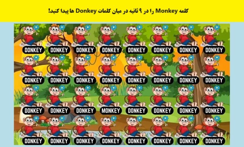 آزمون تصویری شناسایی کلمه Monkey