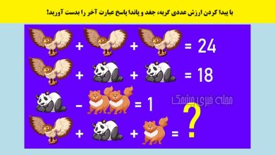 سوال هوش ریاضی با مجموع حیوانات