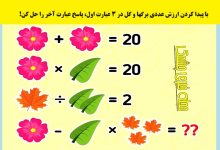 آزمون ریاضی با ارزش برگ ها و گل