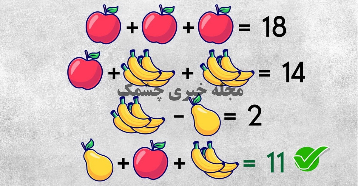 چالش تصویری با ارزش عددی میوه
