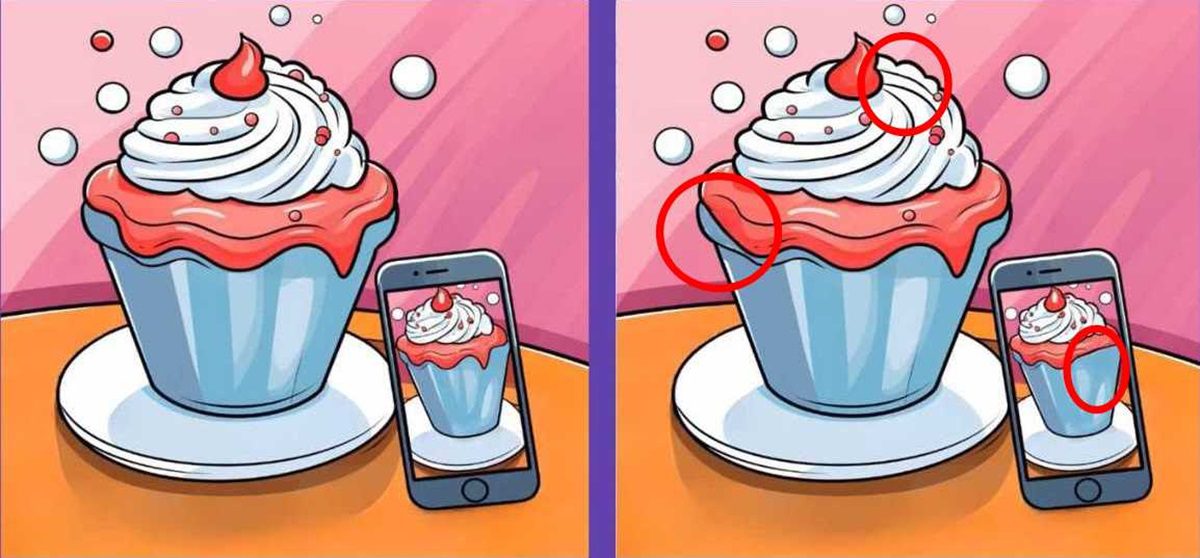 آزمون شناسایی تفاوت دو تصویر کاپ کیک