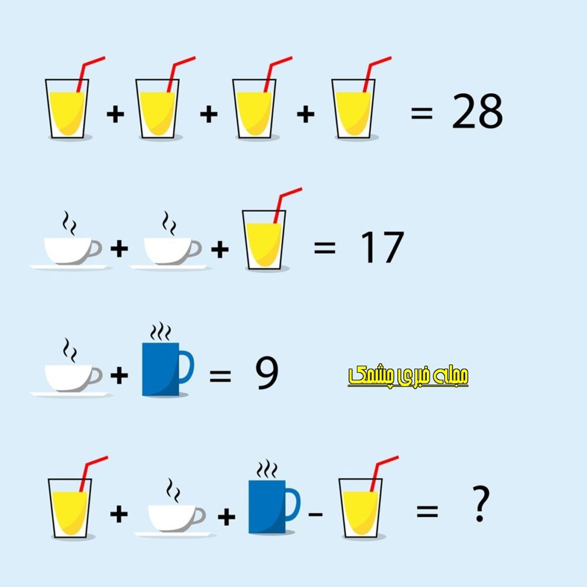 سوال ریاضی با ارزش نوشیدنی
