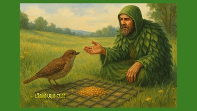 پرنده و صیاد سبزپوش