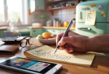 نوشتن لیست خرید بر روی کاغذ