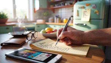 نوشتن لیست خرید بر روی کاغذ